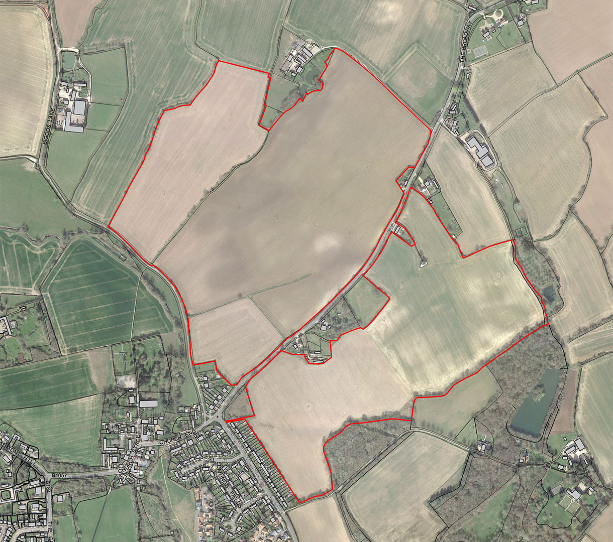 Aerial red line image of site